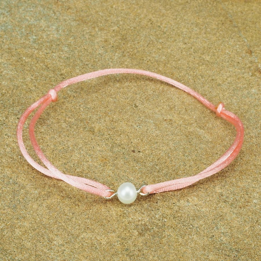 Náramek String - říční perla růžový světlý