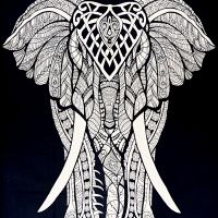 Přehoz na postel indický Elefant černobílý 220 x 210 cm