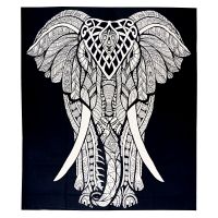 Přehoz na postel indický Elefant černobílý 220 x 210 cm