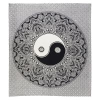 Přehoz na postel indický Jin jang černobílý 220 x 210 cm