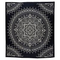 Přehoz na postel indický Lotus Crown černobílý 220 x 210 cm