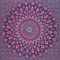 Přehoz na postel indický Mandala fialový 220 x 210 cm