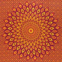Přehoz na postel indický Mandala oranžovo-vínový 220 x 210 cm