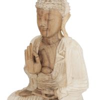 Soška Buddha dřevo 40 cm Vitarka patina