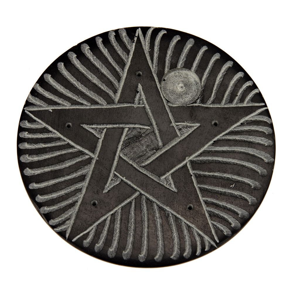 Stojánek na vonné tyčinky kamenný Pentagram 10 cm