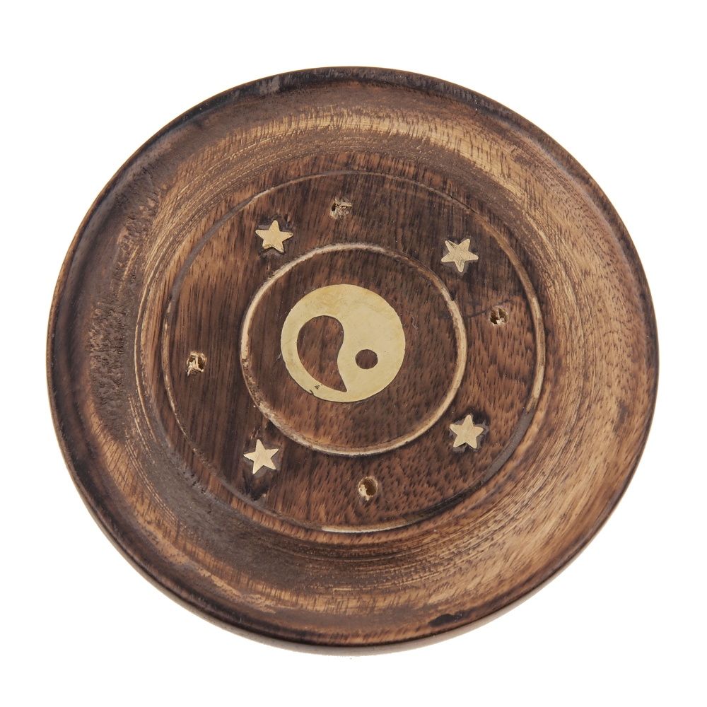 Stojánek na vonné tyčinky talířek antik Jin jang 10 cm