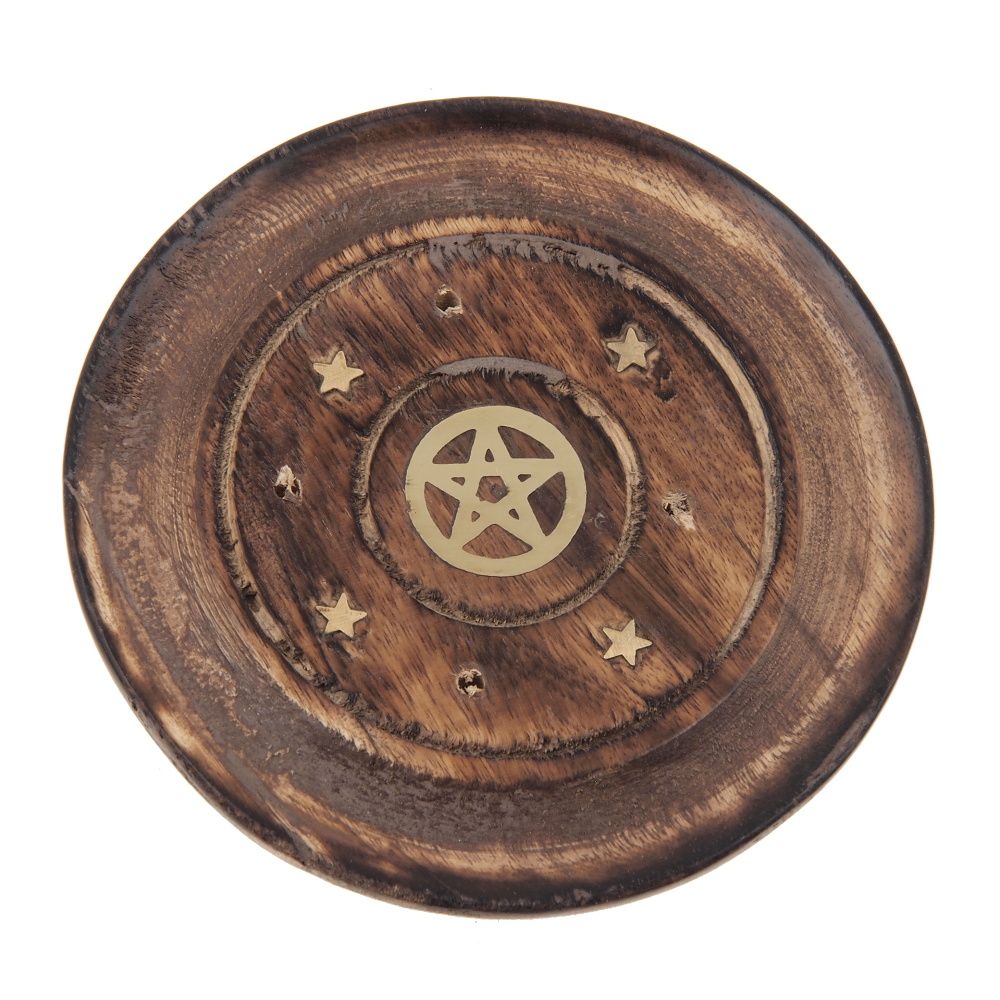 Stojánek na vonné tyčinky talířek antik Pentagram 10 cm