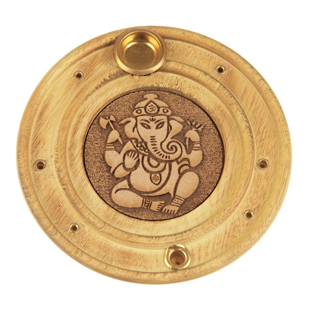 Stojánek na vonné tyčinky talířek relief Ganesh 10 cm
