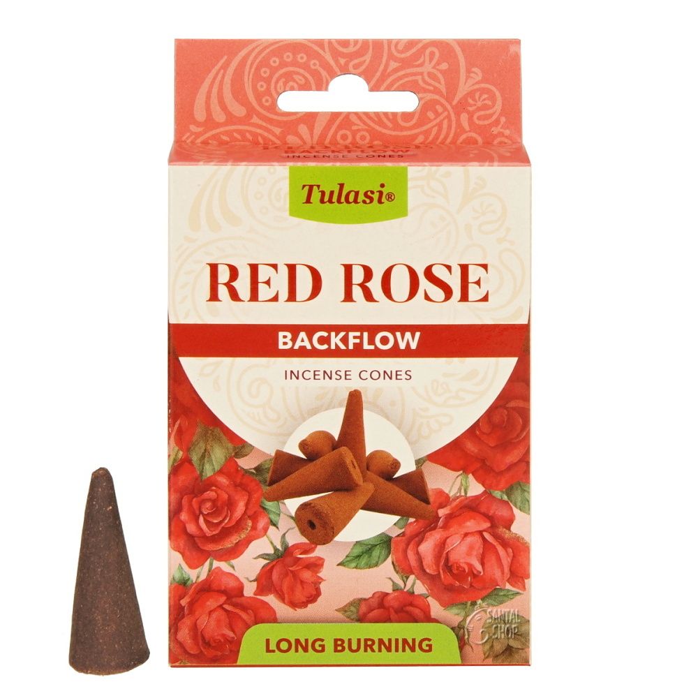 Tulasi Red Rose backflow indické vonné františky 10 ks