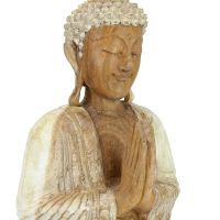 Soška Buddha dřevo 40 cm Namaskara patina