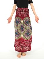 Sukně dlouhá Thai Mandala červeno-béžová