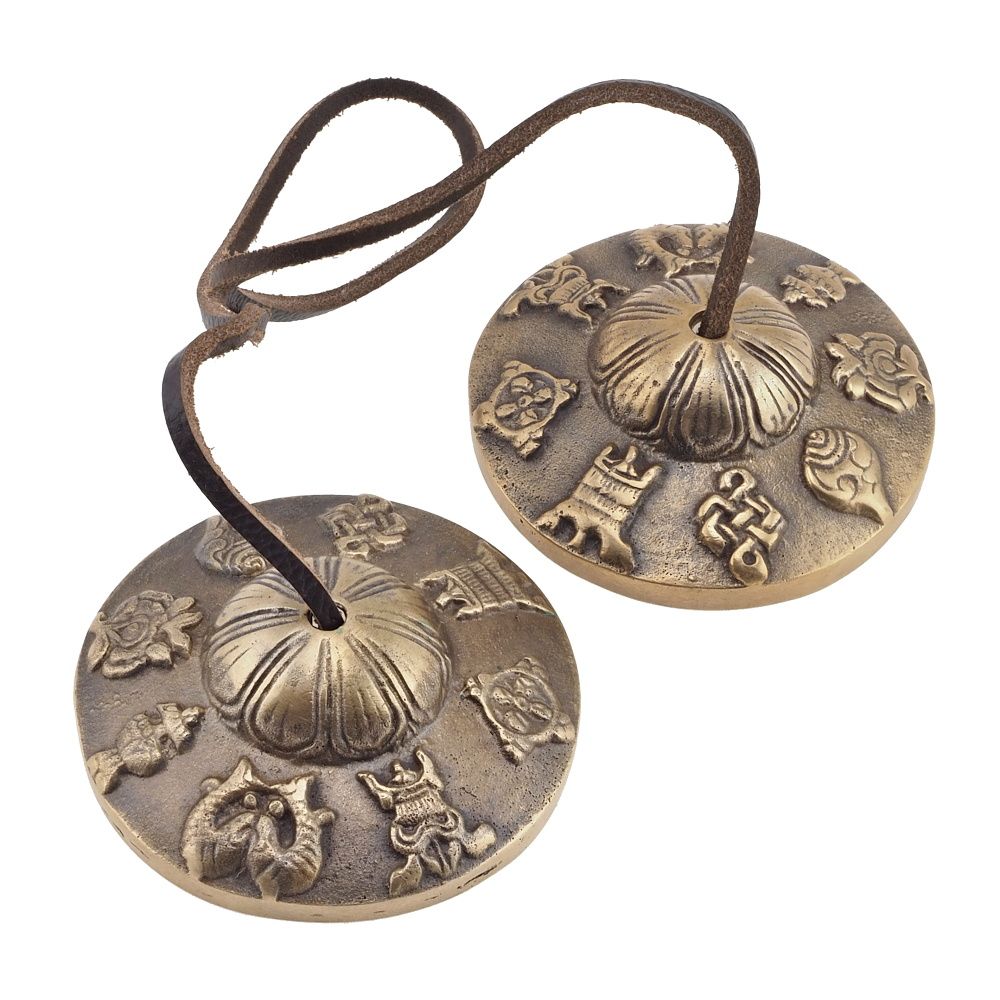 Tibetské činely kartálky ting-sha 7,5 cm symboly