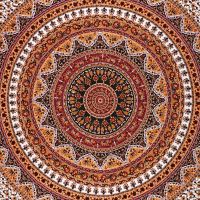Přehoz na postel indický Star Mandala oranžový 220 x 210 cm
