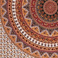 Přehoz na postel indický Star Mandala oranžový 220 x 210 cm