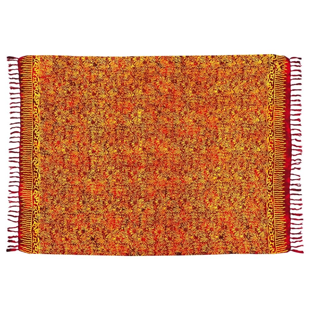Šátek sarong Chryzantémy červený