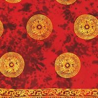 Šátek sarong Mandala červeno-žlutý