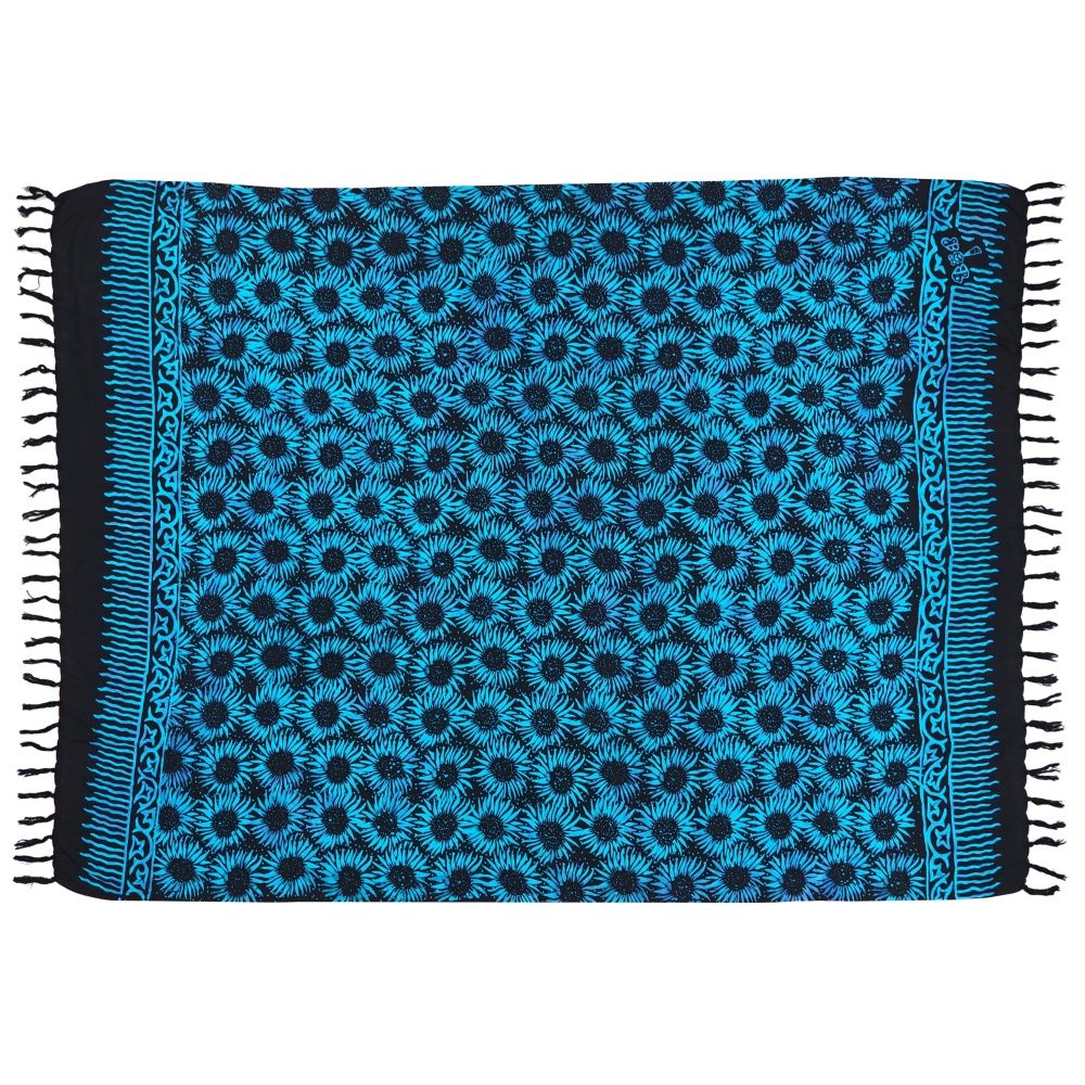 Šátek sarong Slunečnice černo-modrý