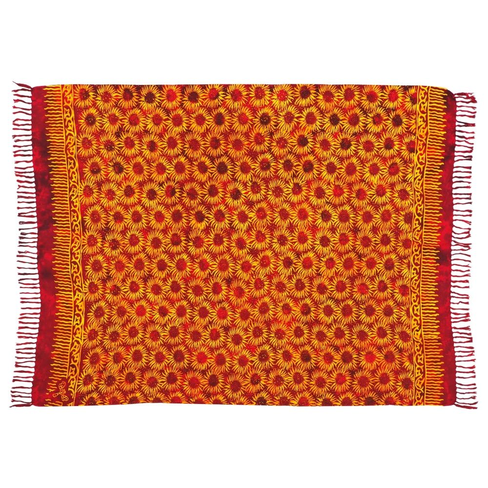 Šátek sarong Slunečnice červeno-žlutý