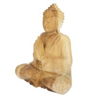 Soška Buddha dřevo 20 cm Namaskara natur