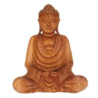 Soška Buddha dřevo 26 cm Dhyan tmavá