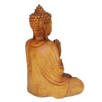 Soška Buddha dřevo 27 cm Namaskara tmavá