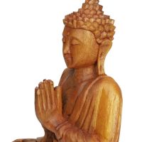 Soška Buddha dřevo 27 cm Namaskara tmavá