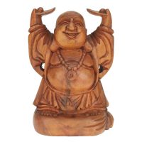 Soška Hotei Happy buddha dřevo 20 cm stojící