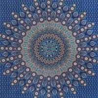 Přehoz na postel indický Bubble mandala modrý 220 x 200 cm