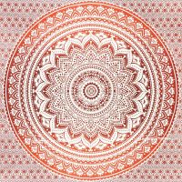 Přehoz na postel indický Lotus Mandala červeno-vínový 220 x 210 cm