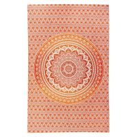 Přehoz na postel indický Lotus Mandala oranžový 205 x 135 cm