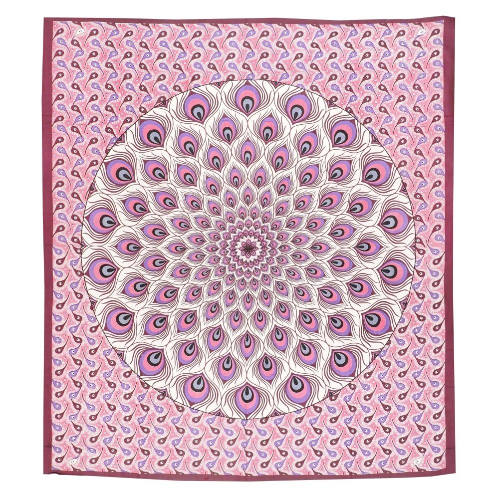 Přehoz na postel indický Paví oko fialový 230 x 210 cm