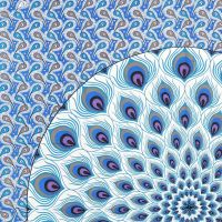 Přehoz na postel indický Paví oko modrý 230 x 210 cm