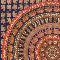 Přehoz na postel indický Sloní karneval červeno-modrý 220 x 200 cm