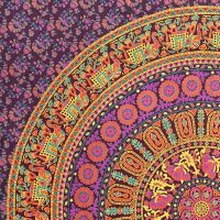 Přehoz na postel indický Sloní zahrada fialový 220 x 200 cm