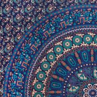 Přehoz na postel indický Sloní zahrada modrý 220 x 200 cm