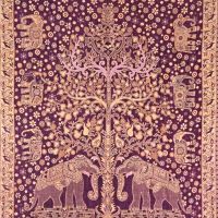Šála Elefant 02 200 x 70 cm fialovo-zlatá