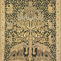 Šála Elefant 02 200 x 70 cm zeleno-zlatá