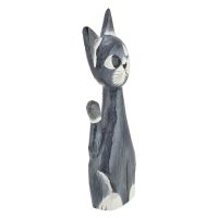 Soška Kočka dřevo 25 cm šedá