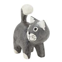 Soška Kočka dřevo 8 cm šedá