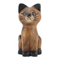 Soška Kočka dřevo thai 15 cm