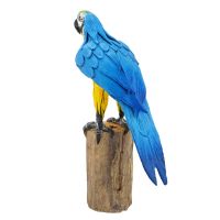 Soška Papoušek na větvi sawdust 35 cm modrý