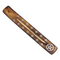 Stojánek na vonné tyčinky dřevěný - lyže antik Pentagram