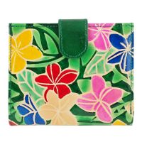 Dámská kožená peněženka Miss Květy zelená 12 x 10 cm