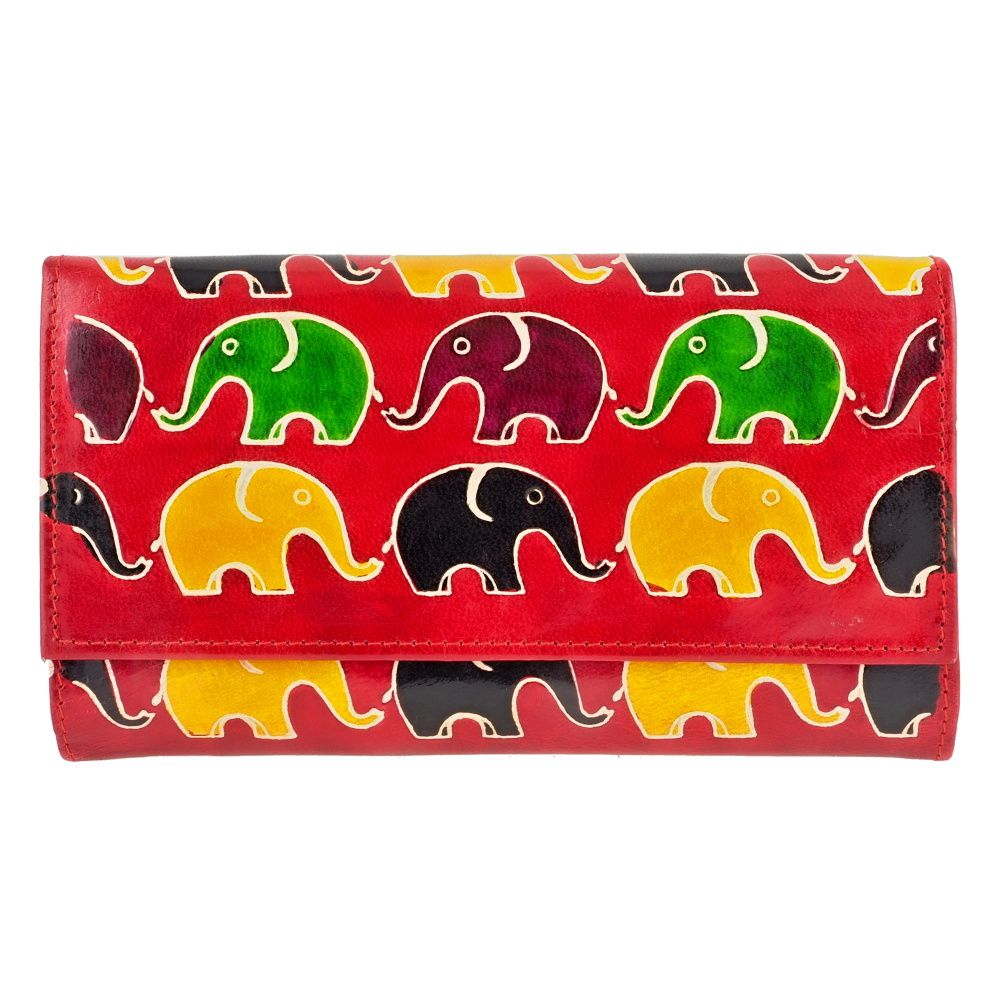 Dámská kožená peněženka Woman Sloni červená 19 x 10 cm
