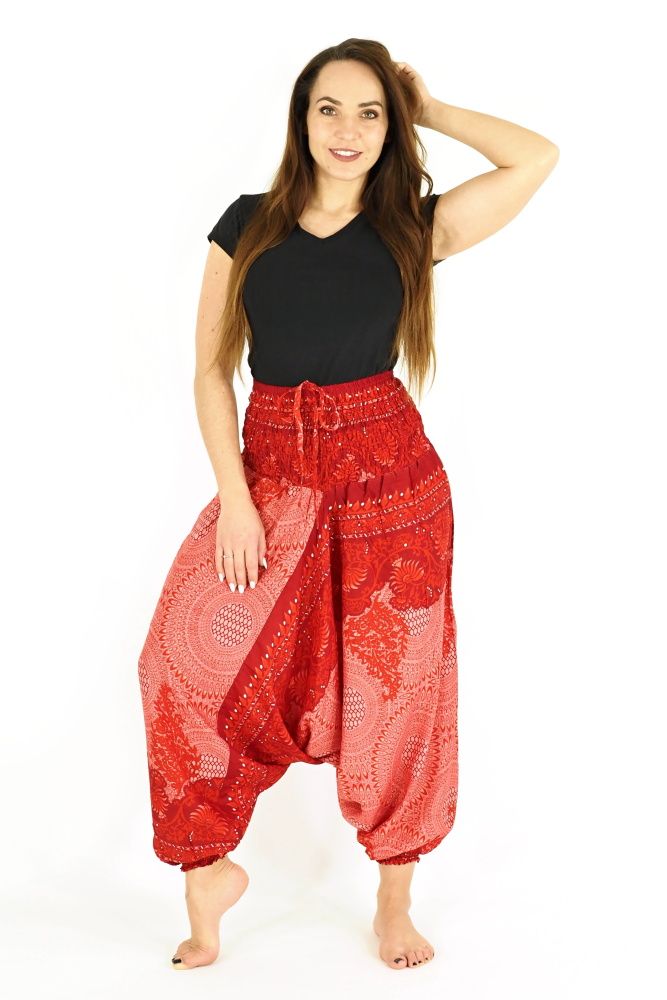 Kalhoty harémové Aladin Hexagon červené