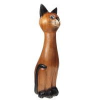 Soška Kočka dřevo thai 38 cm