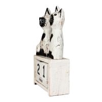 Kalendář dřevěný Kočky stojící 22 cm bílé