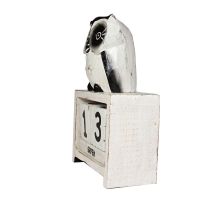 Kalendář dřevěný Sova bílá 16 cm
