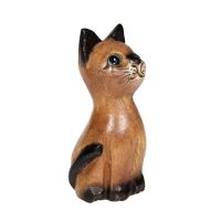 Soška Kočka dřevo thai 10 cm