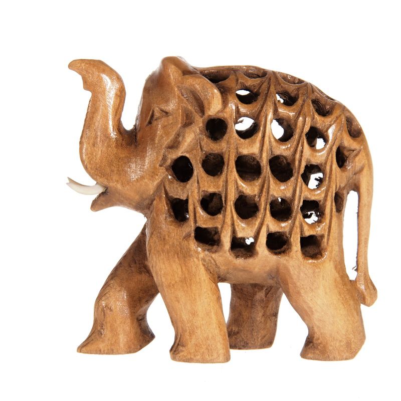 Soška Slon dřevo 7 cm prořezávaný